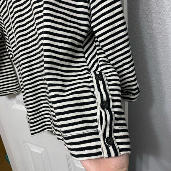 Madewell Black And White Striped Side Button Shirt Small - Picture 4 of 10